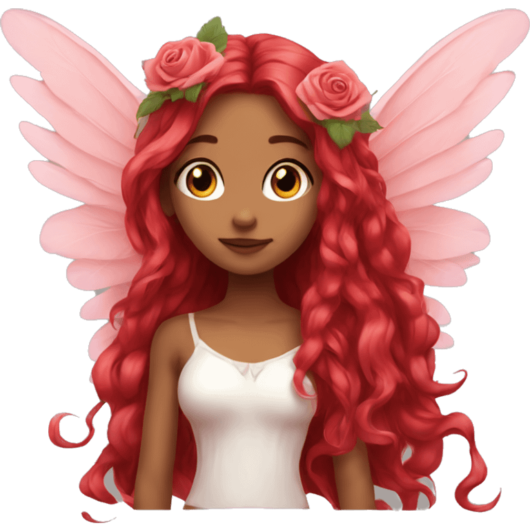 big wings, rose, Beautiful, fairy, red, long hair emoji