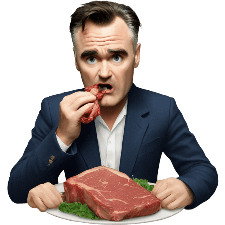 Morrissey eating meat emoji