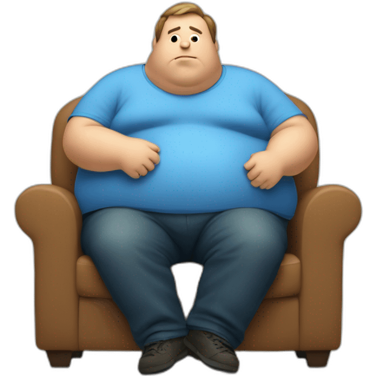 obese man with big belly watching tv emoji