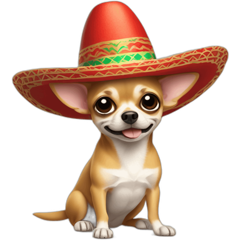 Chihuahua in Mexican hat adios emoji