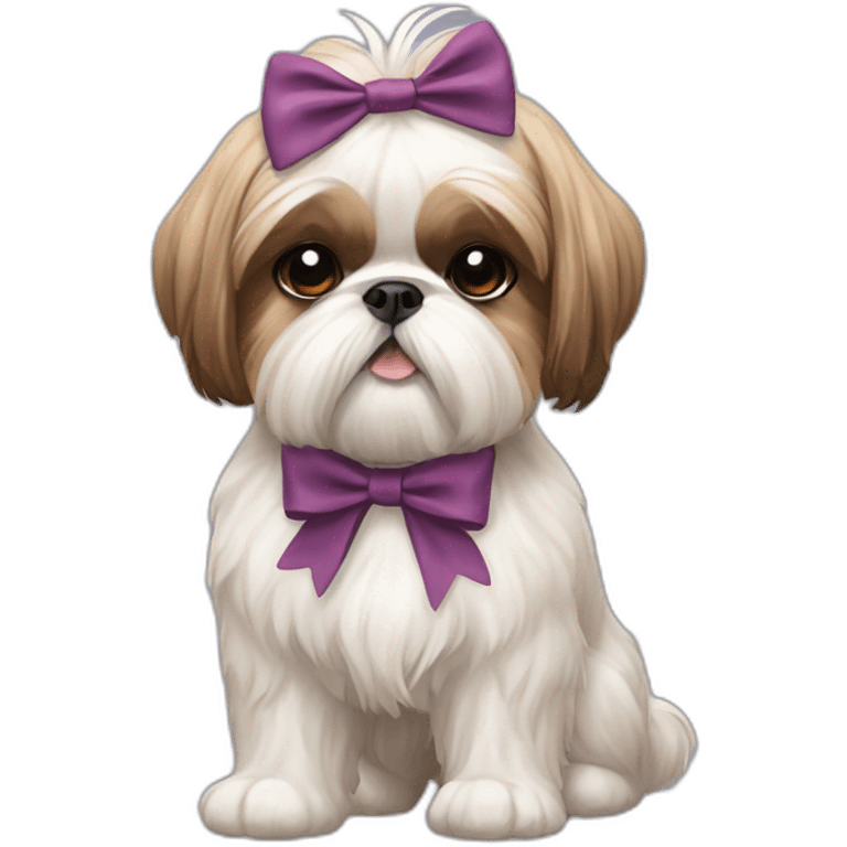 Dog Shih Tzu with a bow on his head full-body emoji