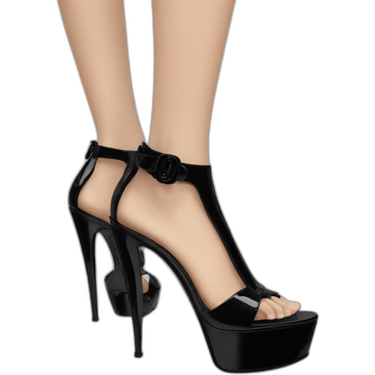 Ysl TRIBUTE heel SANDAL black PATENT LEATHER emoji