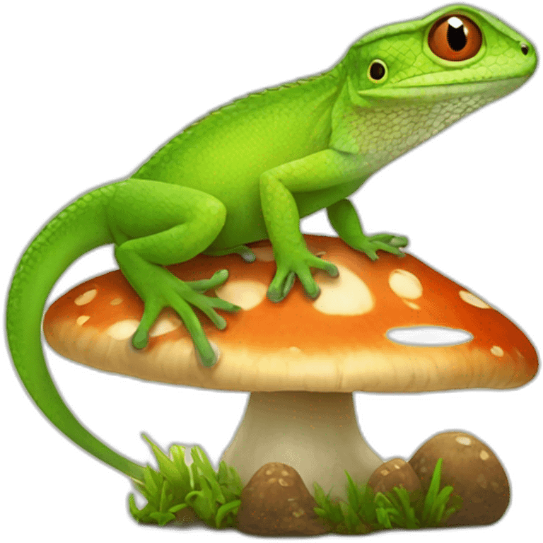 Lizard on mushroom emoji