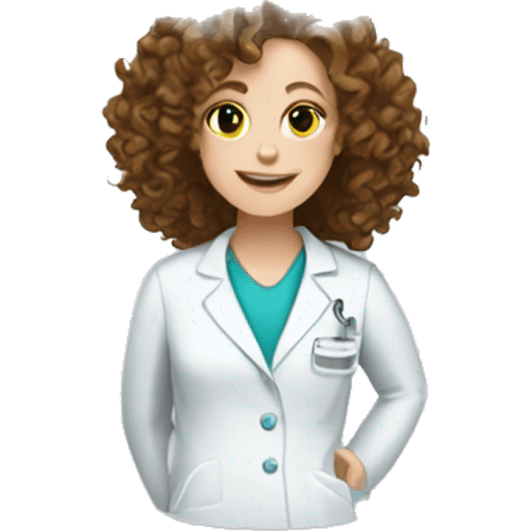 Dentist white woman curly brown hair  emoji