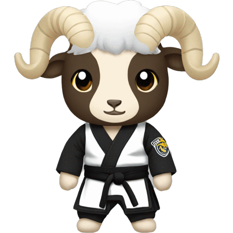 Ram wearing black Jiu-Jitsu gi wiht white belt emoji