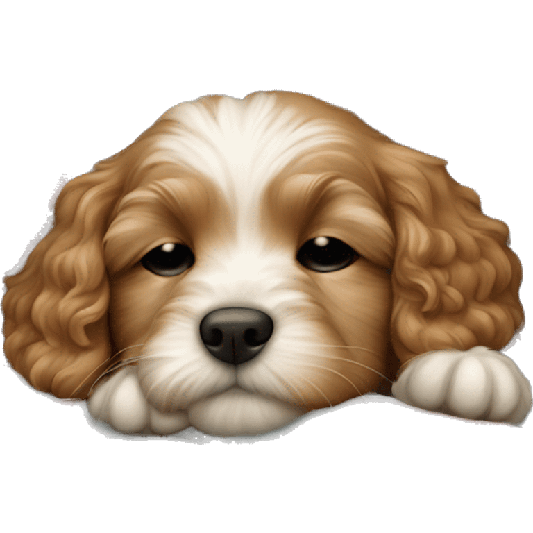  cavapoo puppy sleeping with a blanket emoji