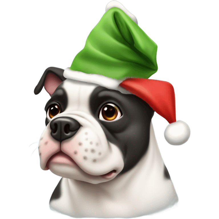 French bull dog wearing a Christmas hat  emoji