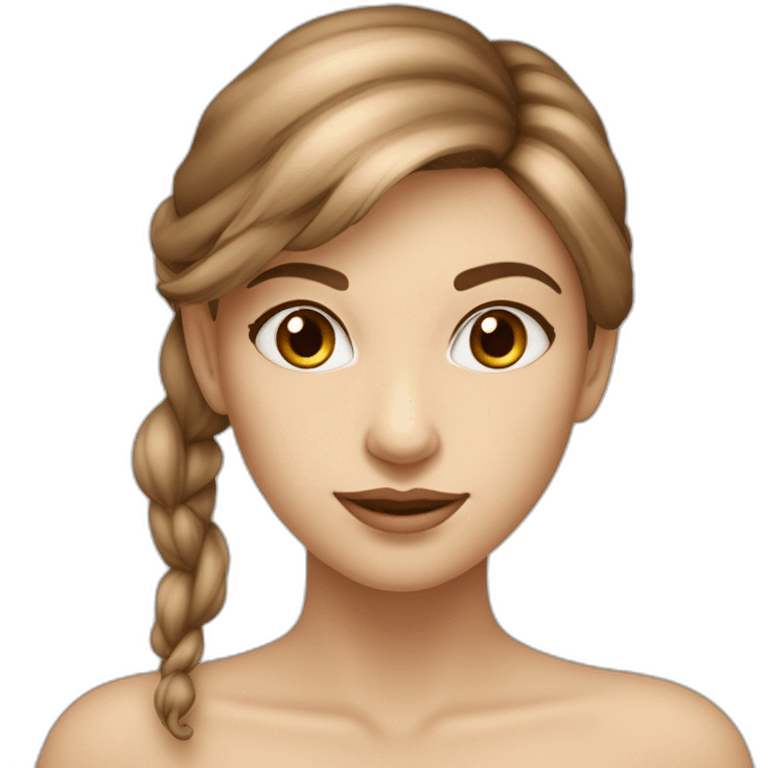 fée avec les cheveux lisse chatain et la peau beige avec les yeux noisette emoji