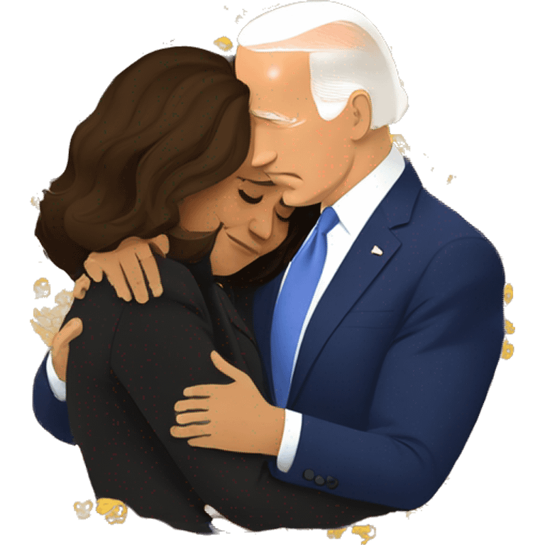 Joe Biden and Kamala Harris hugging in sadness  emoji