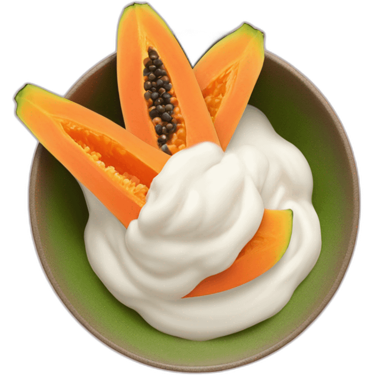 papaya slices with white milk powder as topping on a bowl emoji