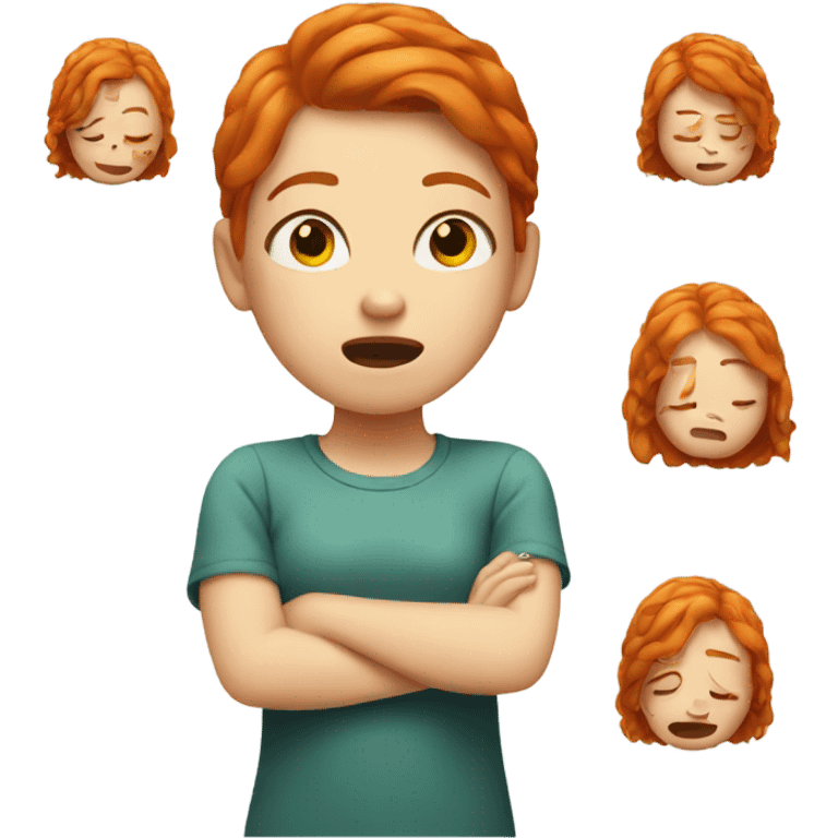 Ginger girl crying at a new haircut emoji