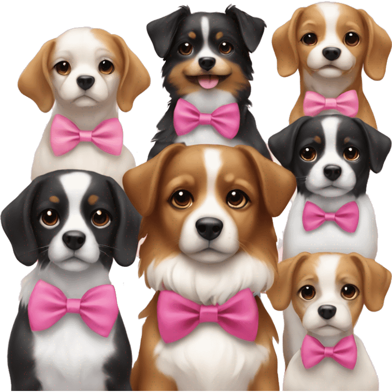 8 cute female dogs with pink bow ties emoji