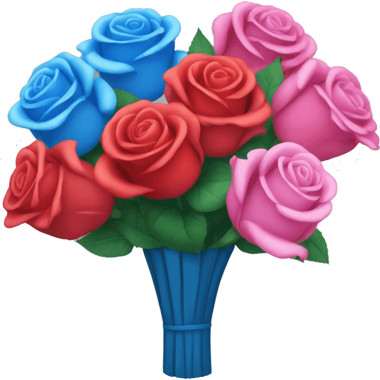 Bouquet of red pink blue roses emoji