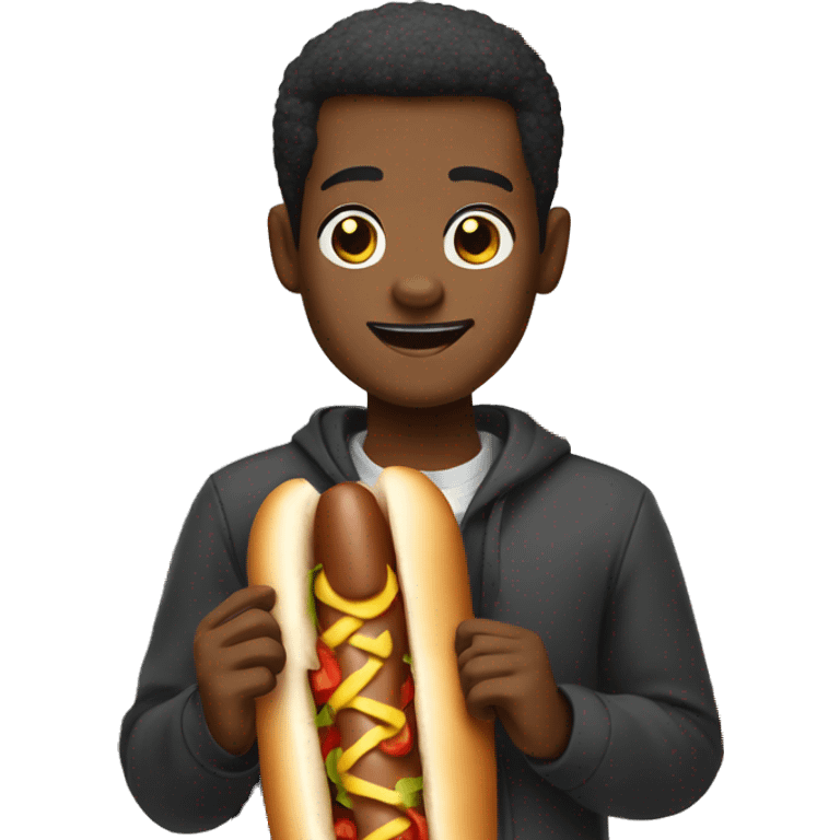 black male on a hot dog emoji