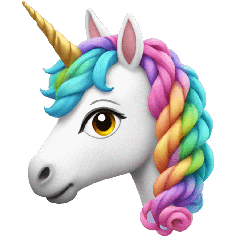 Unicorn with colorful braids emoji