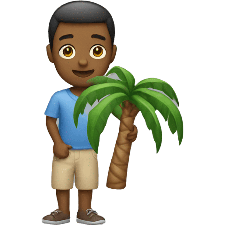 Person carrying a small palm tree emoji