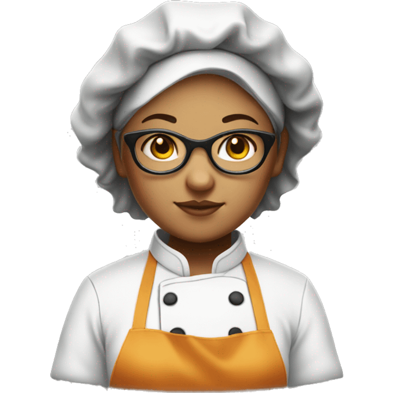 slightly chubby chef girl with glasses and short hair emoji