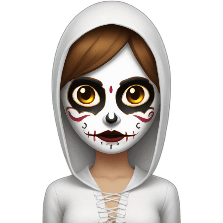 Catrina angry with brown hair and white face paint emoji