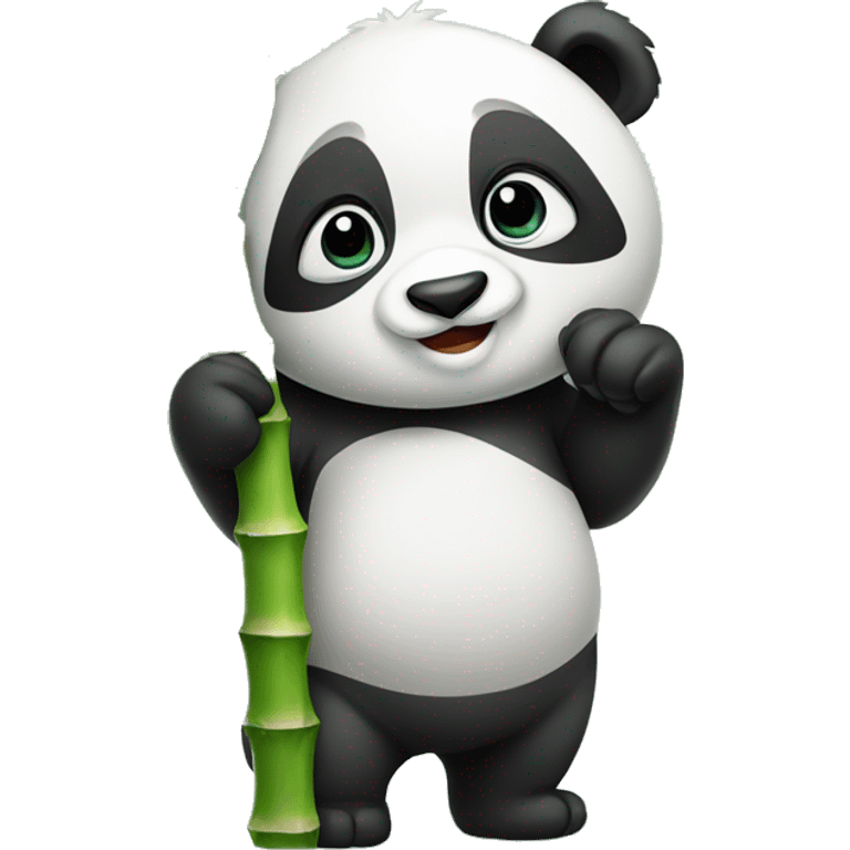 cute panda holding bamboo emoji