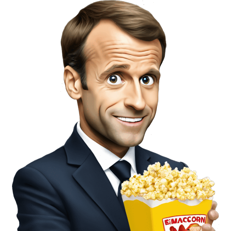 emmanuel macron eating popcorn emoji