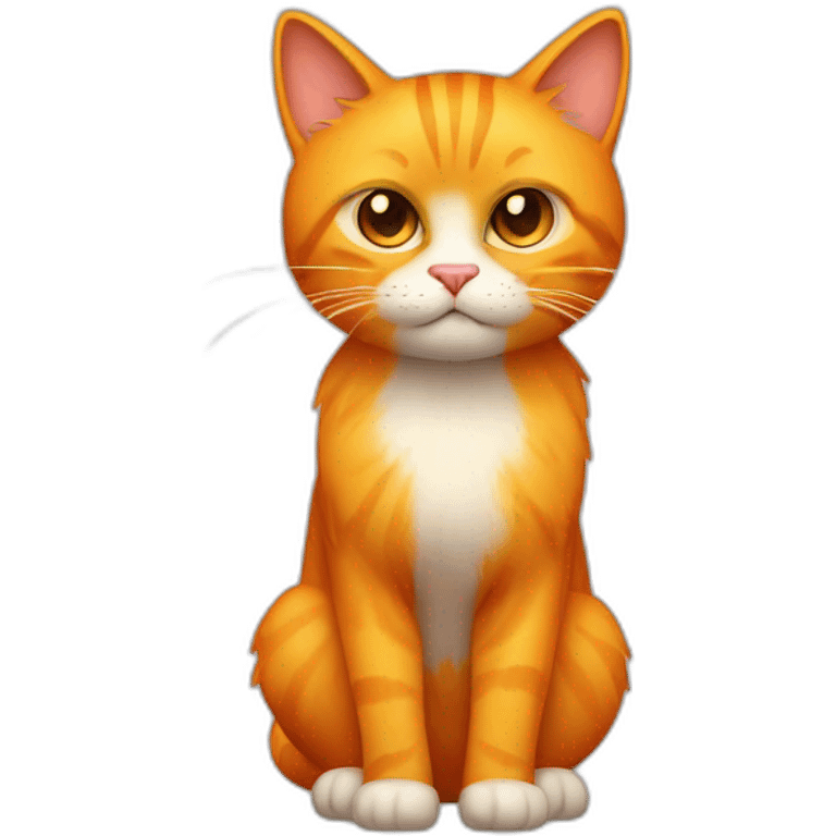 full body orange cute hairy cat with angry cute face with a mango emoji