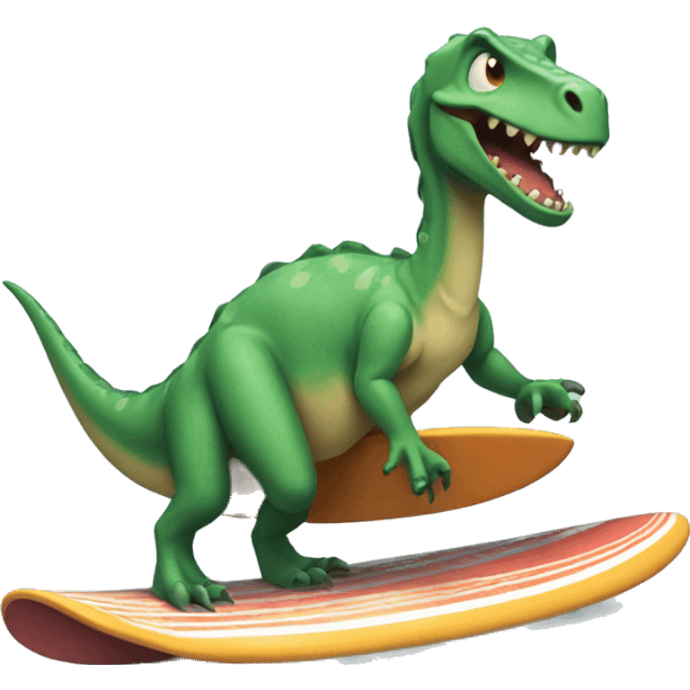 Dino riding surf bored  emoji