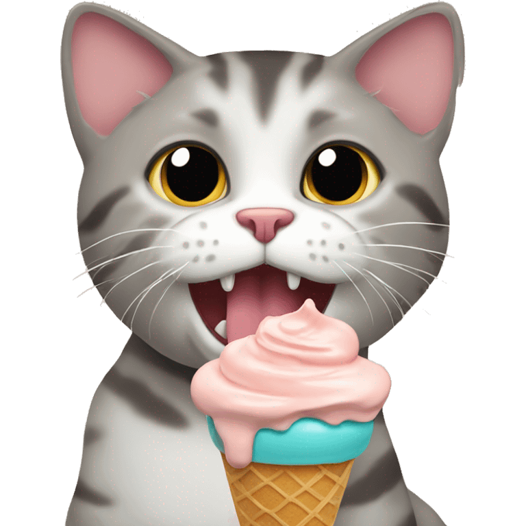 Cat eating ice cream emoji