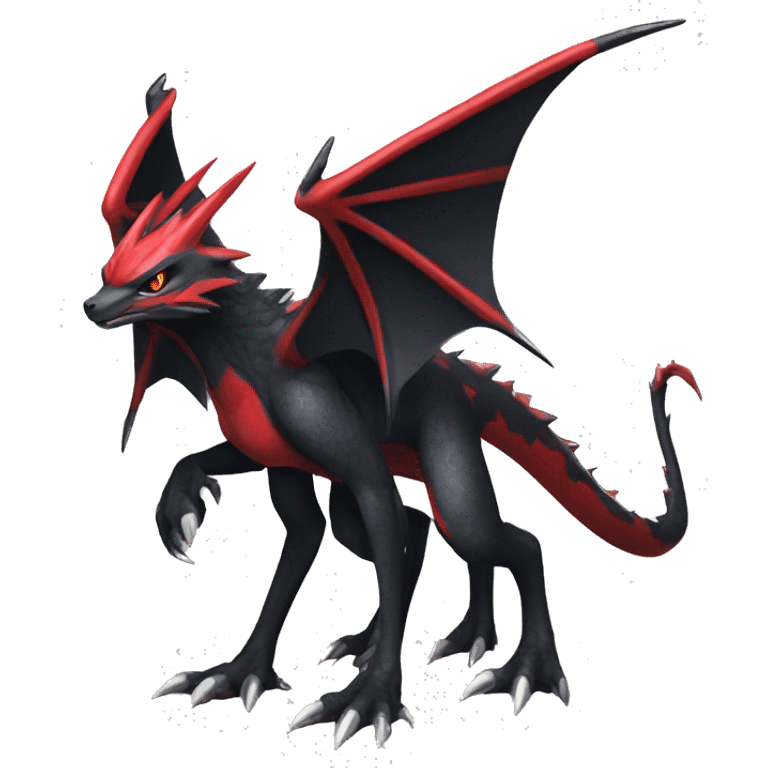 cool edgy black and red Dark-type nargacuga Pokémon full body emoji