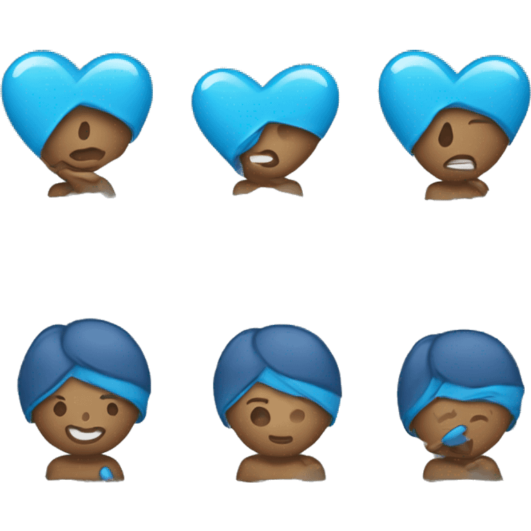 Create a cute emoji character holding a blue heart, inspired by the appearance in the provided photo. Make the emoji character expressive and friendly, matching the colors and shapes from the image, while maintaining a playful and minimalist emoji style emoji