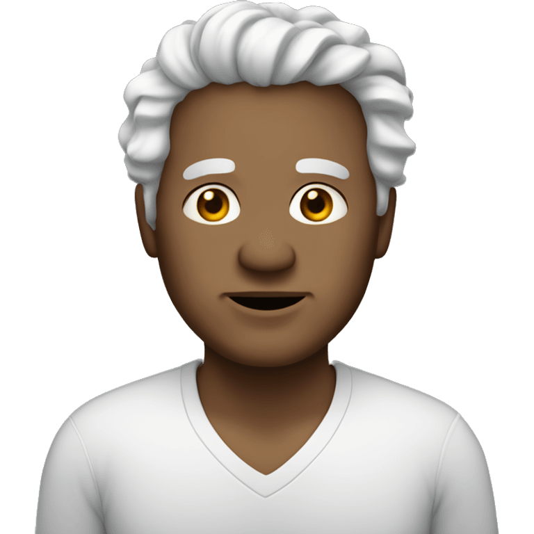 Brownish skin, man,overweight, elderly, white wavy hair. emoji