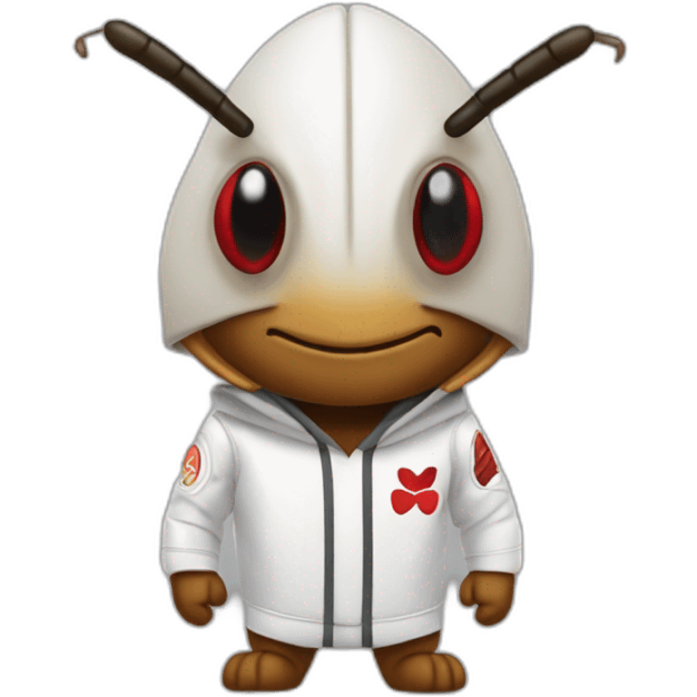 cockroach with jiu-jitsu outfit and red eyes looking forward emoji