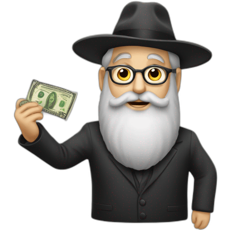 rabbi loubavitch with a dollar emoji