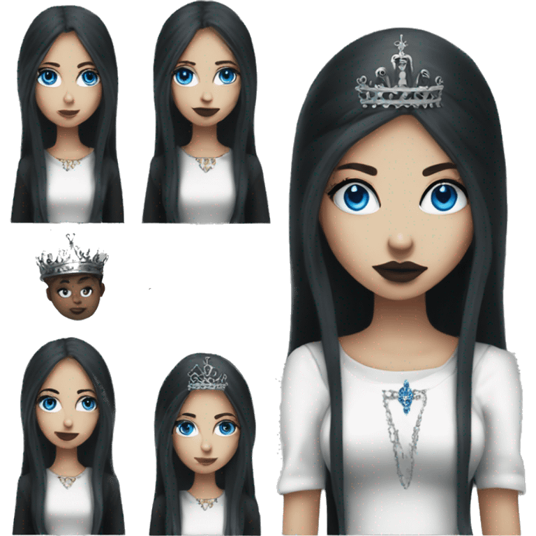 Queen gothic girl blue eyes long dark black  emoji