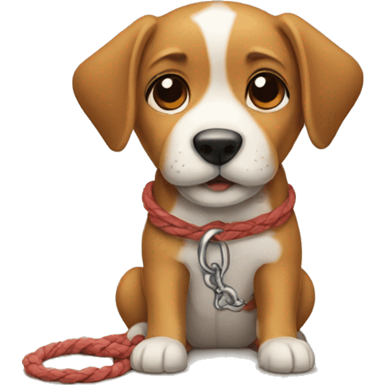 A dog is tied up emoji