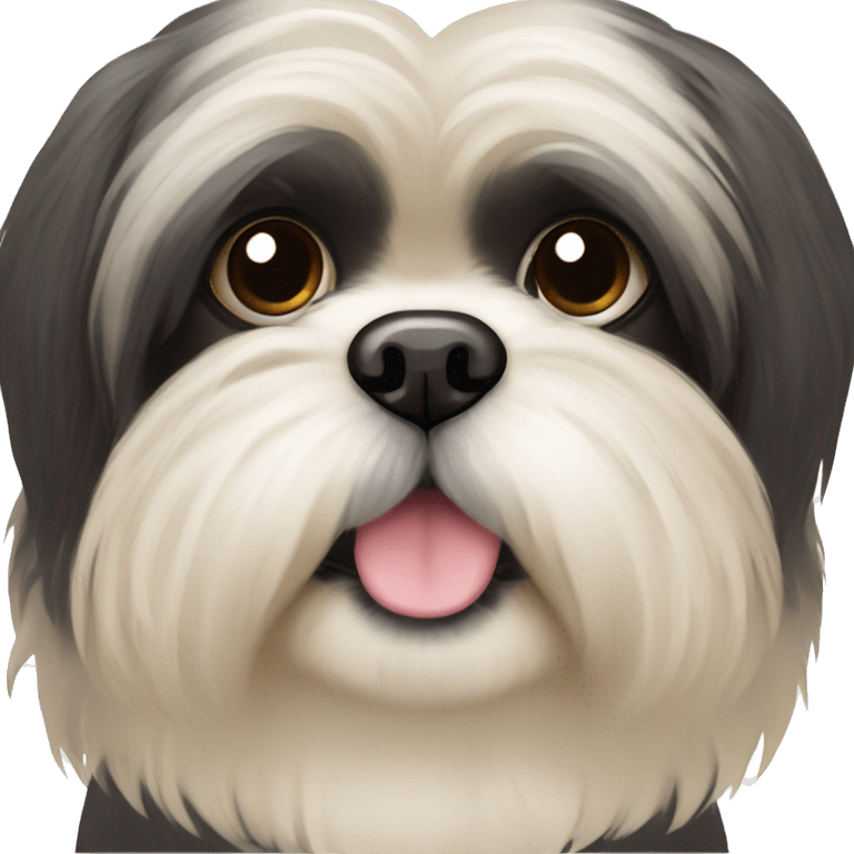 black Shih-Tzu with a beige chest and fluffy beige eyebrows  emoji