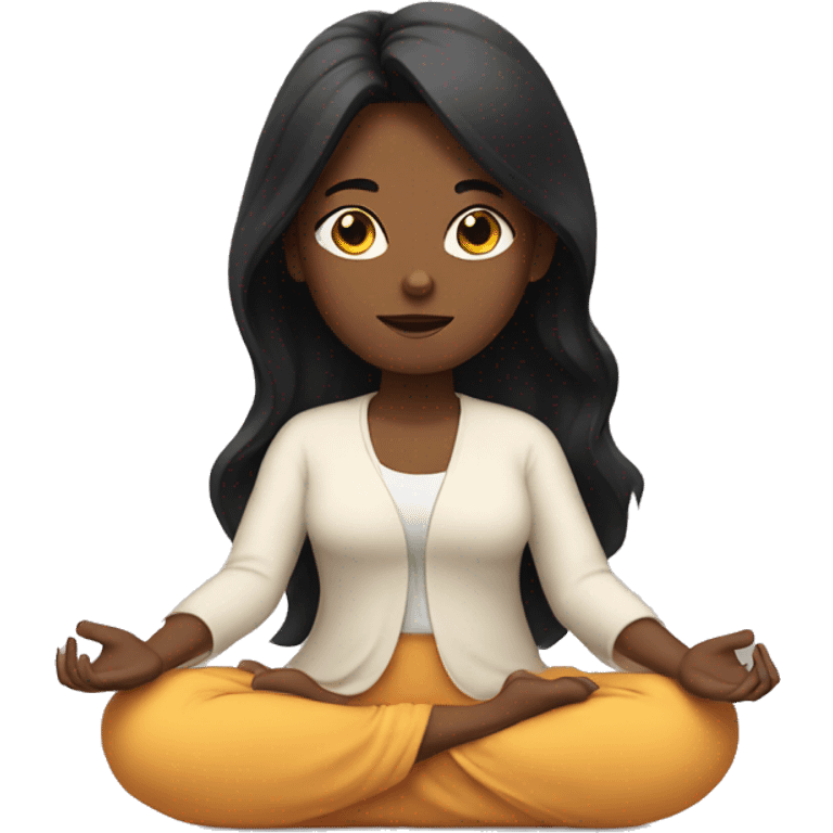 black haired girl meditating emoji