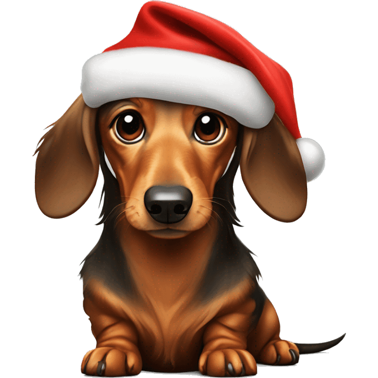 long haired dachshund with santa hat emoji