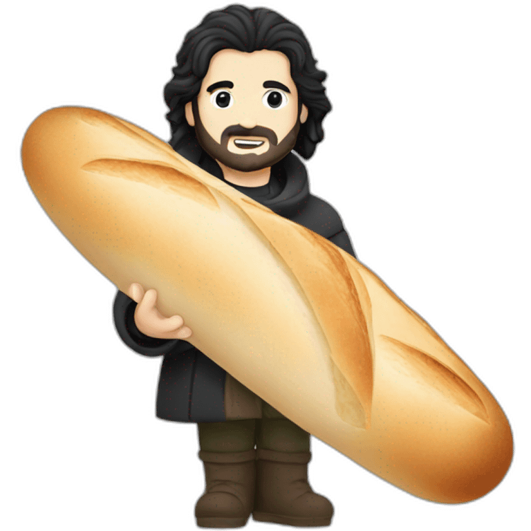 John Snow with baguette of bread emoji