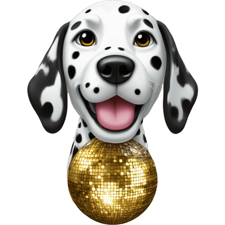 dalmatian on a gold disco ball emoji