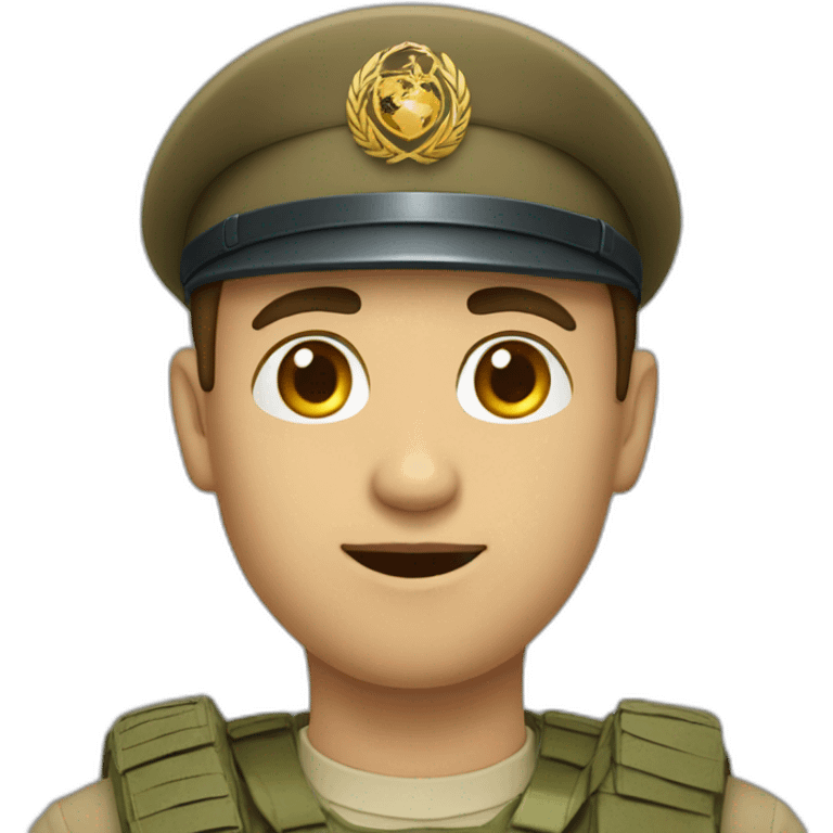 Un homme qui tien un armée sur un coeur emoji