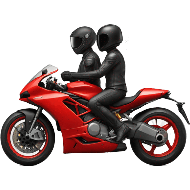 Two people wearing black helmet in a red ducati motorcycle  emoji