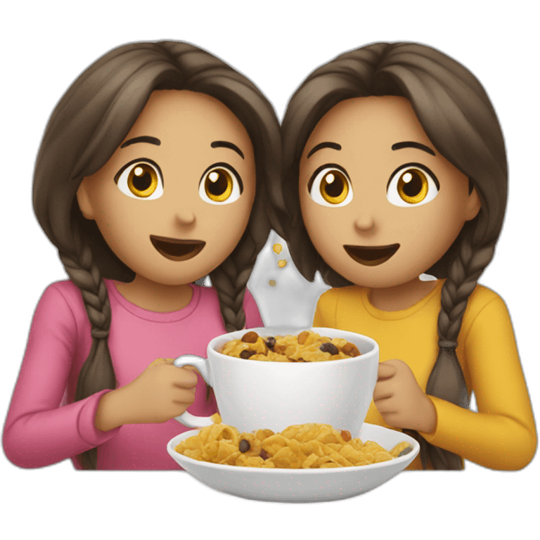 two girls eating from one cup emoji