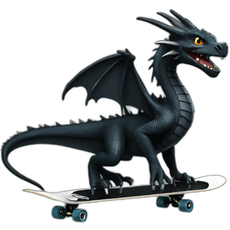 Dragon noire sur skate emoji