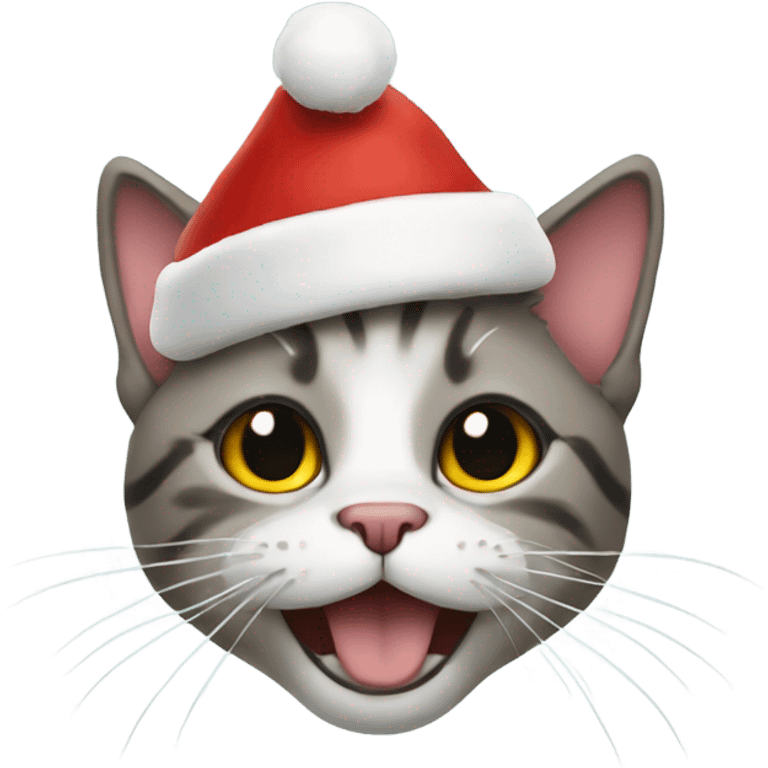 cat wearing a christmas hat emoji