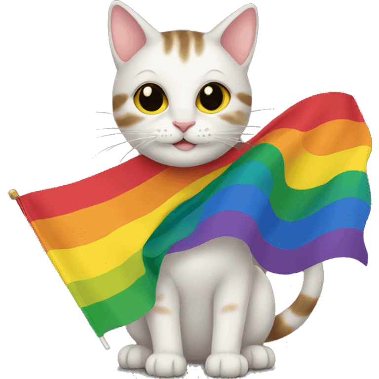 Cat holding gay flag emoji