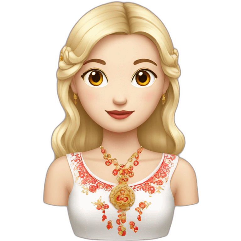 Russian girl with Chinese accessorize emoji