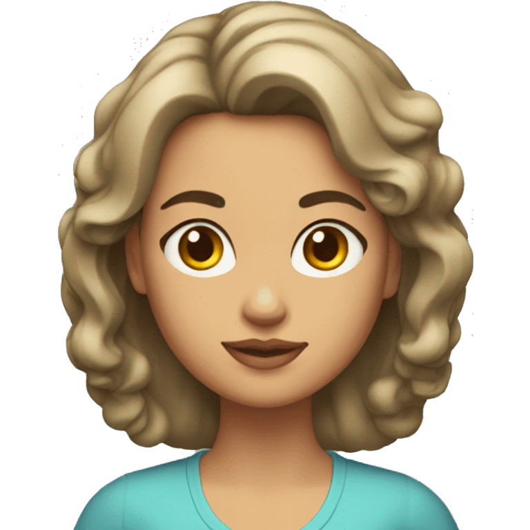 Mujer morena clara con pelo lasioo emoji