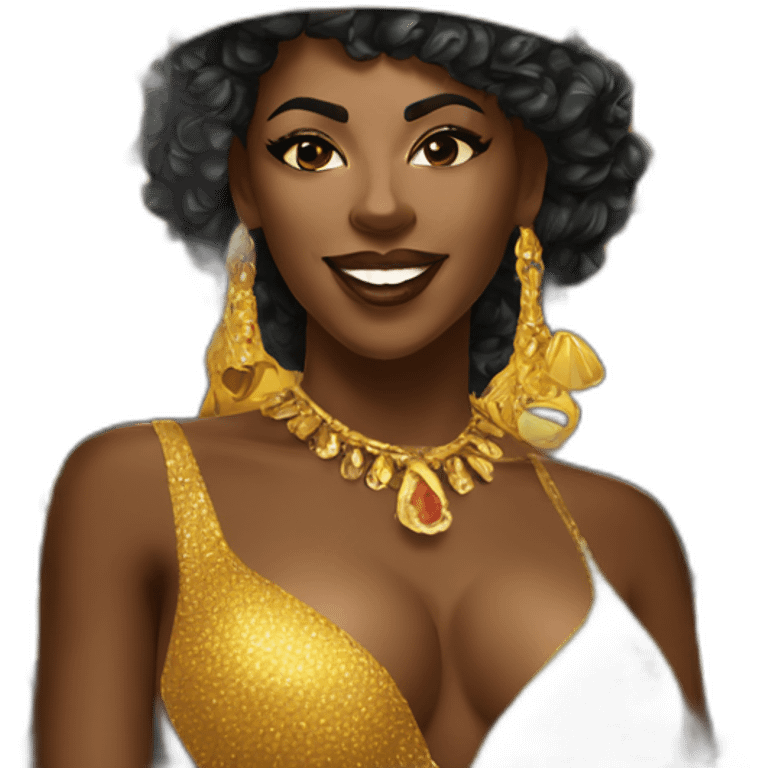 Black woman Queen of rio carnival emoji