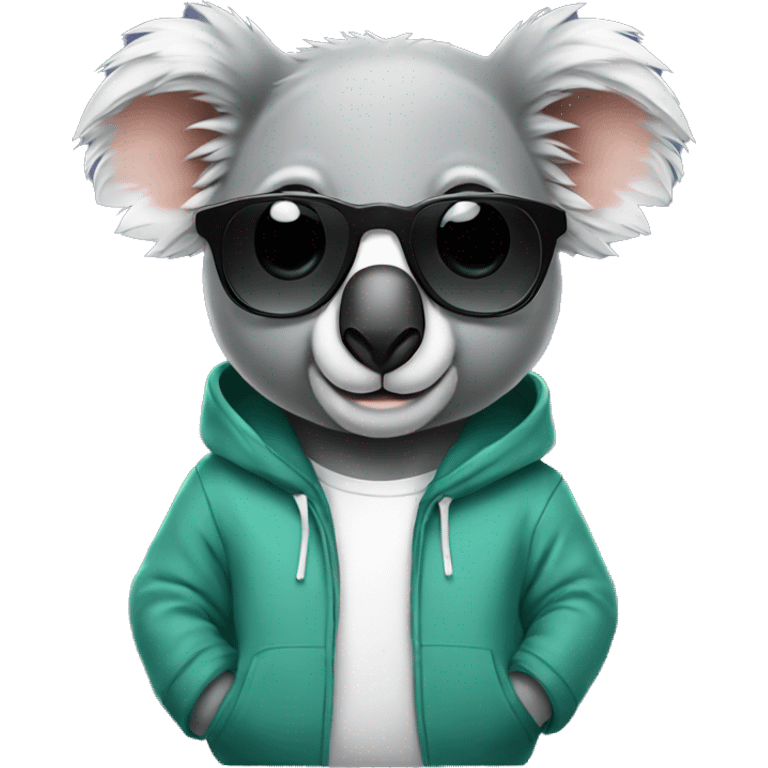 Koala with sunglasses and wearing a hoodie emoji