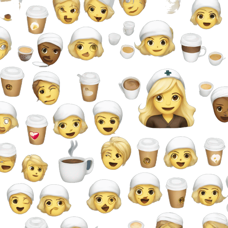 Blonde girl drinking coffee nurse  emoji